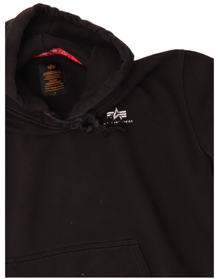 Alpha Industries Herren-Kapuzenpullover, groß, aus schwarzer Baumwolle