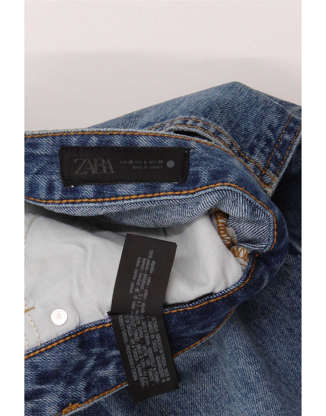 Zara Damen Straight Jeans EU 38 Small W28 L33 Blaue Baumwolle