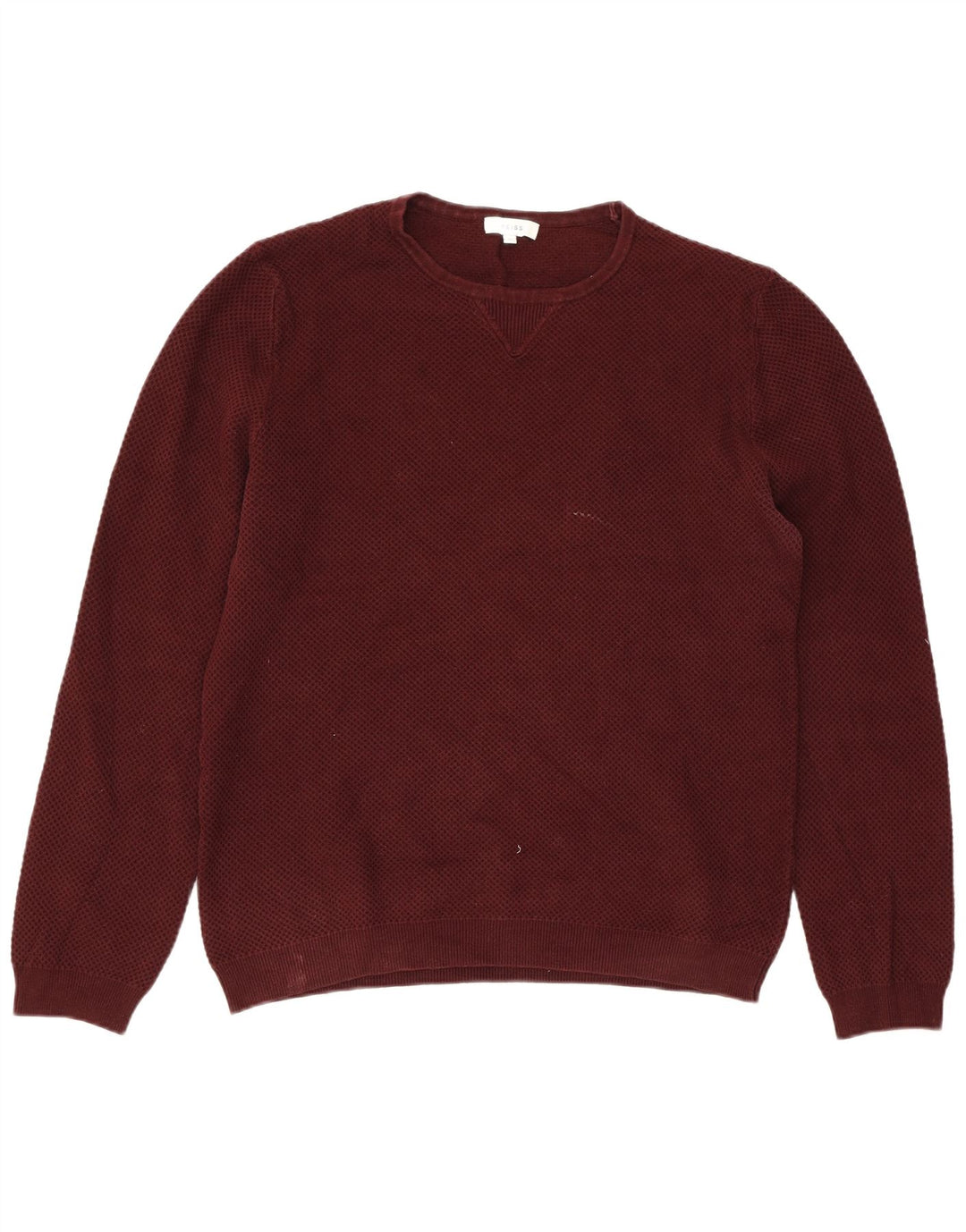 REISS Herren-Pullover mit Rundhalsausschnitt, mittlere kastanienbraune Baumwolle