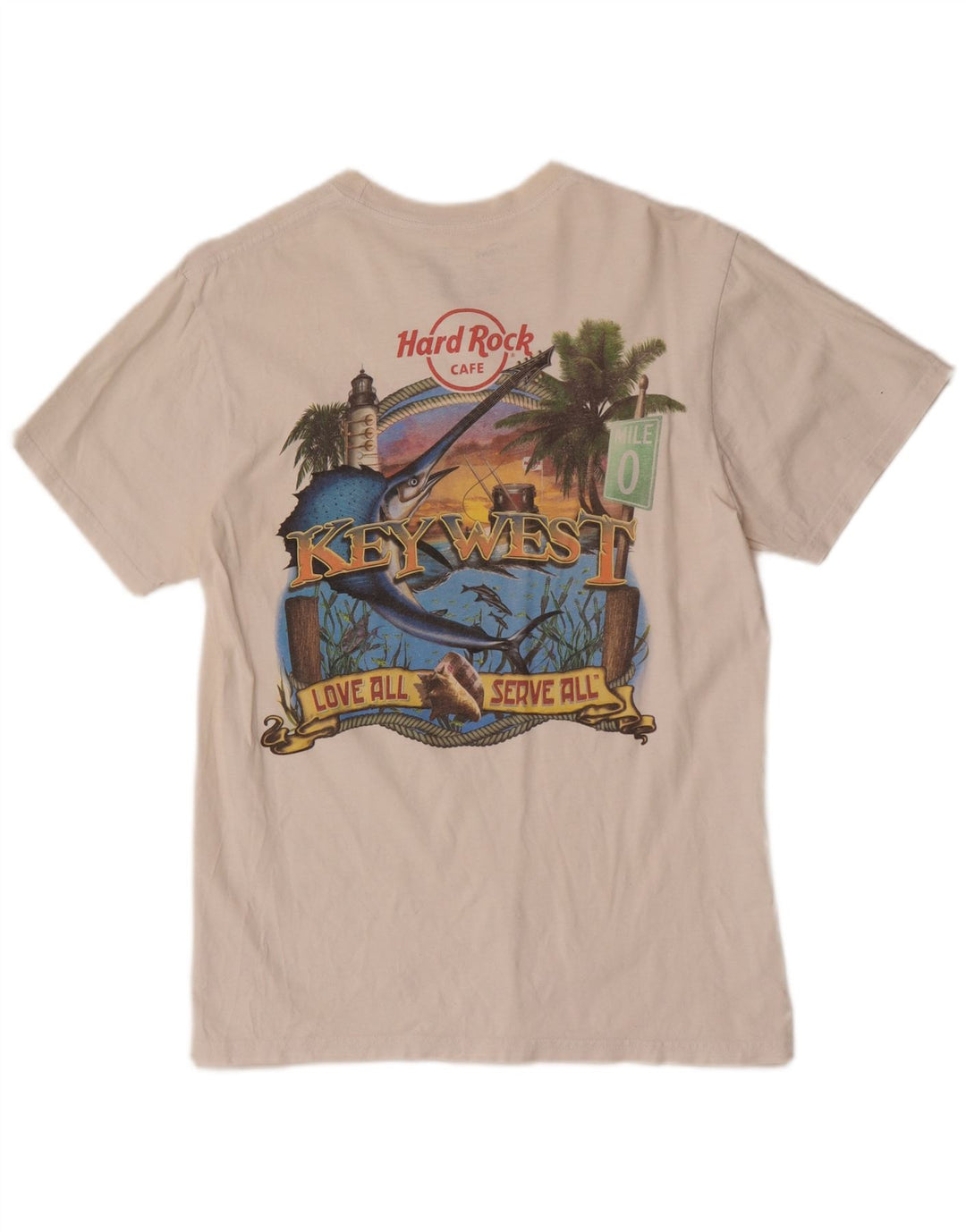 Hard Rock Cafe Herren Key West Graphic T-Shirt Top aus mittelweißer Baumwolle