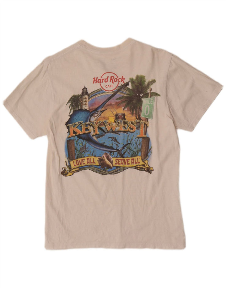 Hard Rock Cafe Herren Key West Graphic T-Shirt Top aus mittelweißer Baumwolle