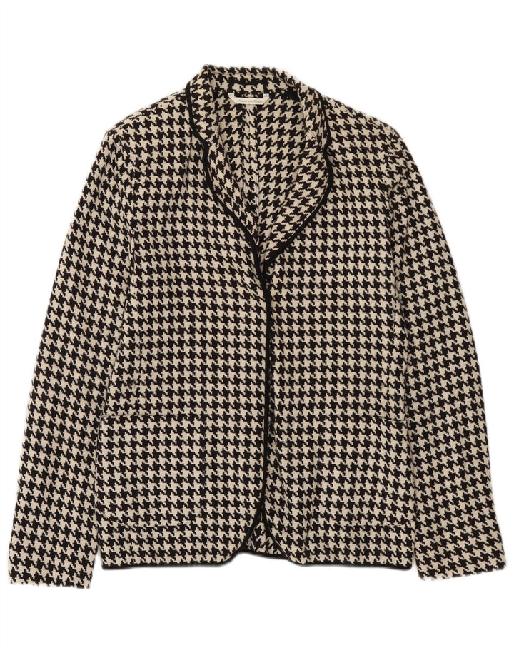 Max Mara Damen Blazer Jacke UK 10 Small Schwarze Hahnentrittwolle
