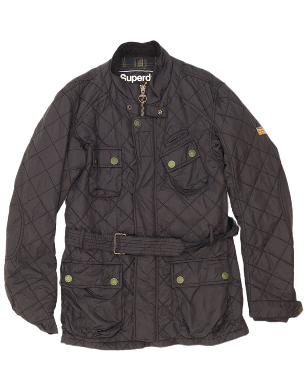 Superdry Herren Quilted Racer Jacke UK 42 XL Schwarz Nylon