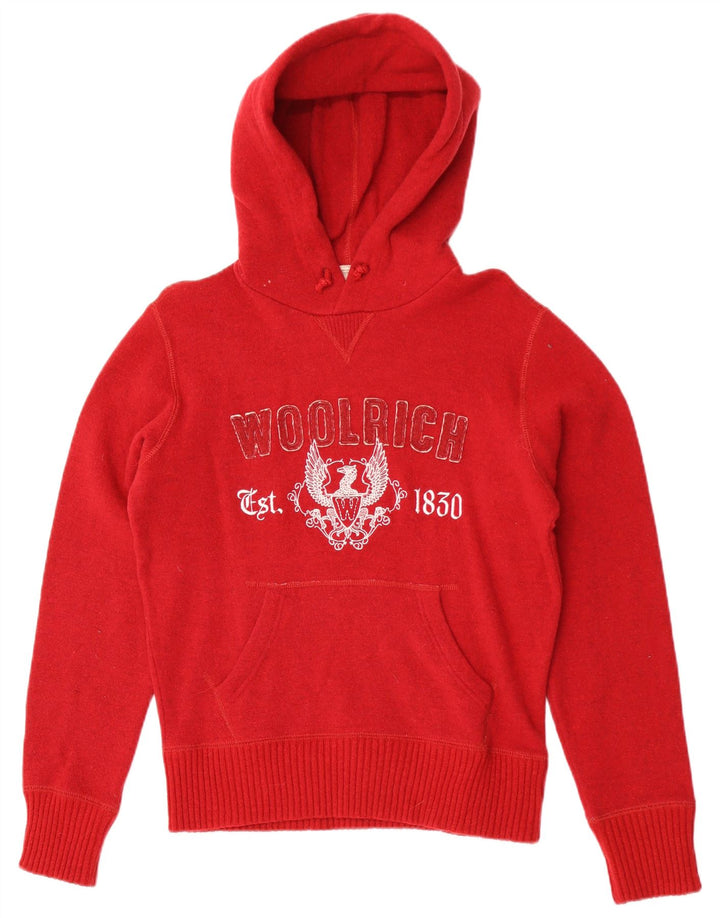 Woolrich Herren-Pullover mit grafischer Kapuze, kleine rote Wolle