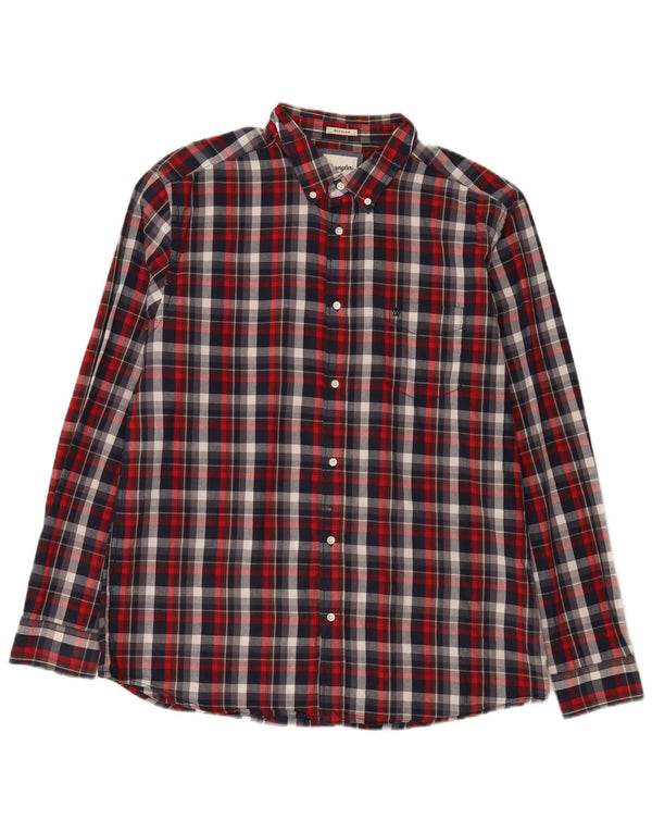 Wrangler Herren-Flanellhemd XL, rot karierte Baumwolle