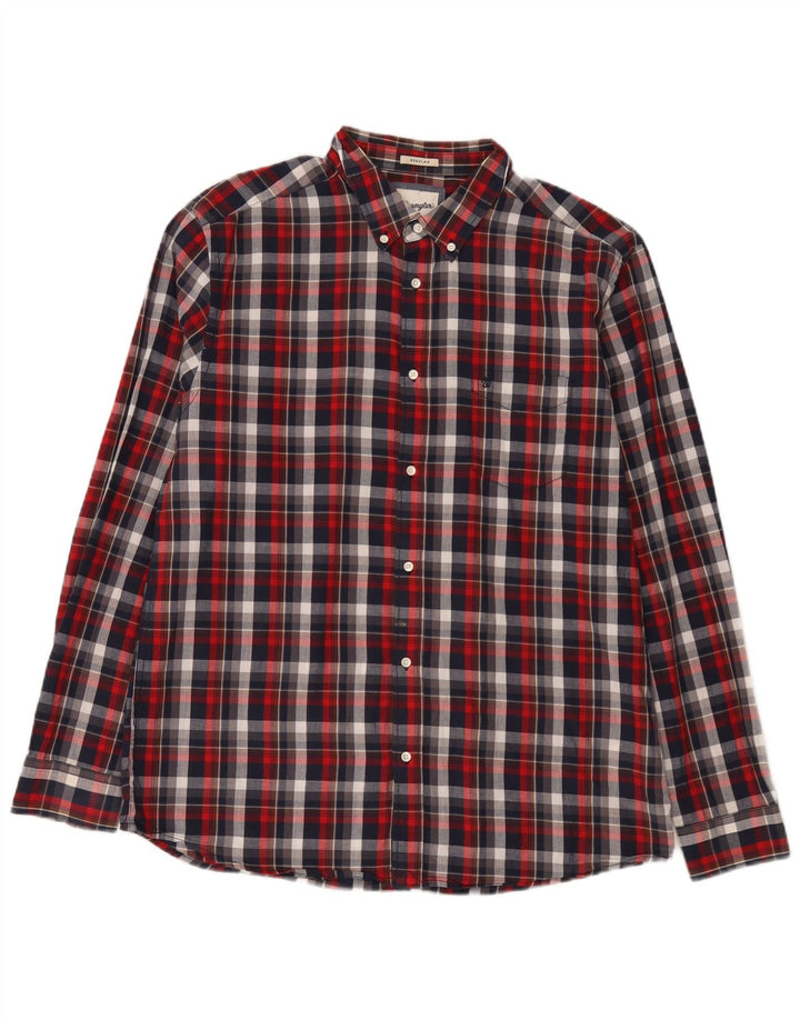 Wrangler Herren-Flanellhemd XL, rot karierte Baumwolle