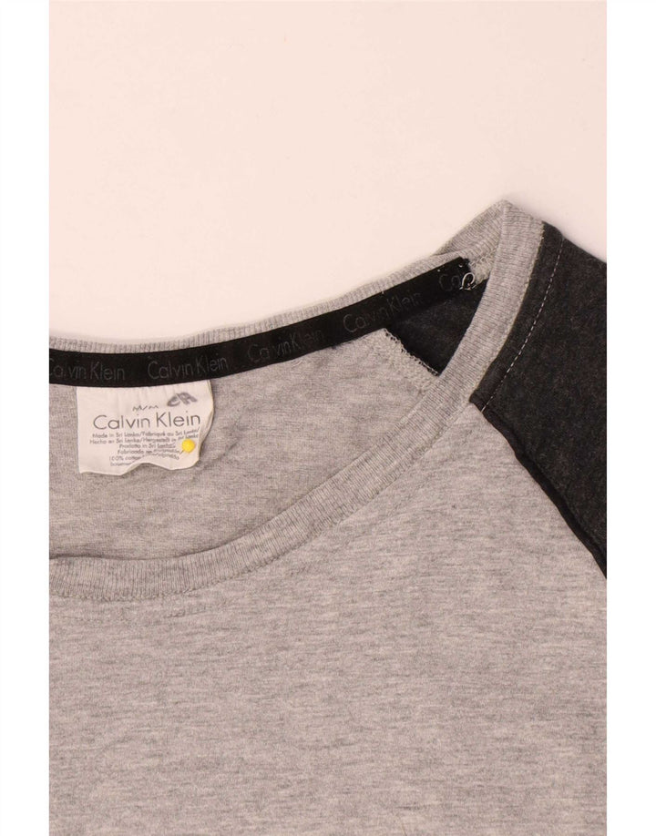Calvin Klein Herren-Grafikoberteil mit langen Ärmeln, Mittelgrau, Colourblock-Baumwolle