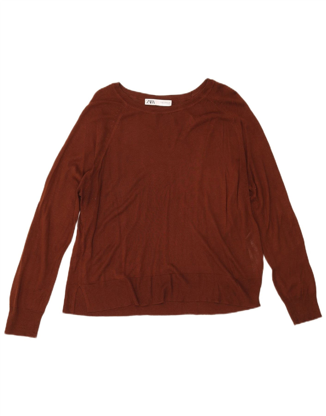 Zara Damen-Pullover mit U-Boot-Ausschnitt, UK 14, mittlere kastanienbraune Viskose
