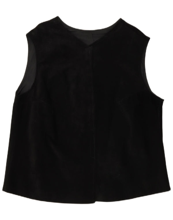 Vintage Damen Wildlederweste UK 22 3XL Schwarz