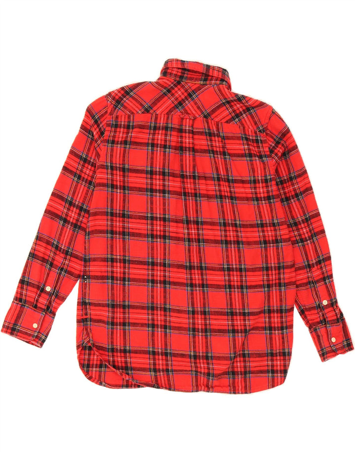 J. CREW Womens Oversized Classic Fit Flannel Shirt US 4 Small Red Check Vintage J. Crew and Second-Hand J. Crew from Messina Hembry 