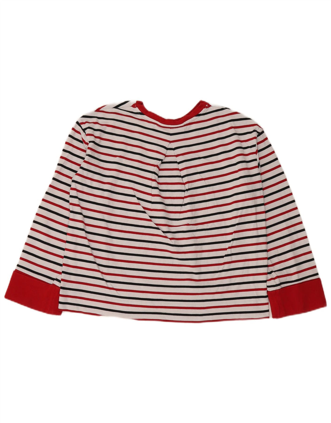 Tommy Hilfiger Damen Crop Oversized Top Langarm UK 6 XS Weiß gestreift