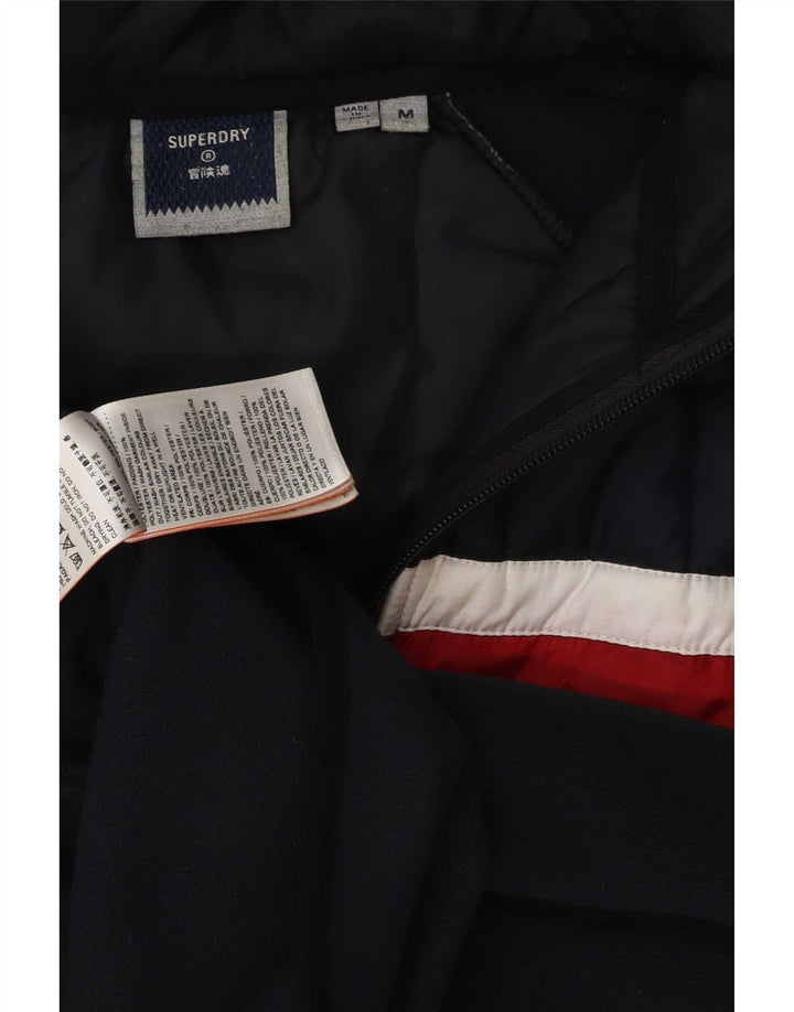 Superdry Herren-Bomberjacke mit Kapuze, UK 38, mittleres Marineblau, Farbblock