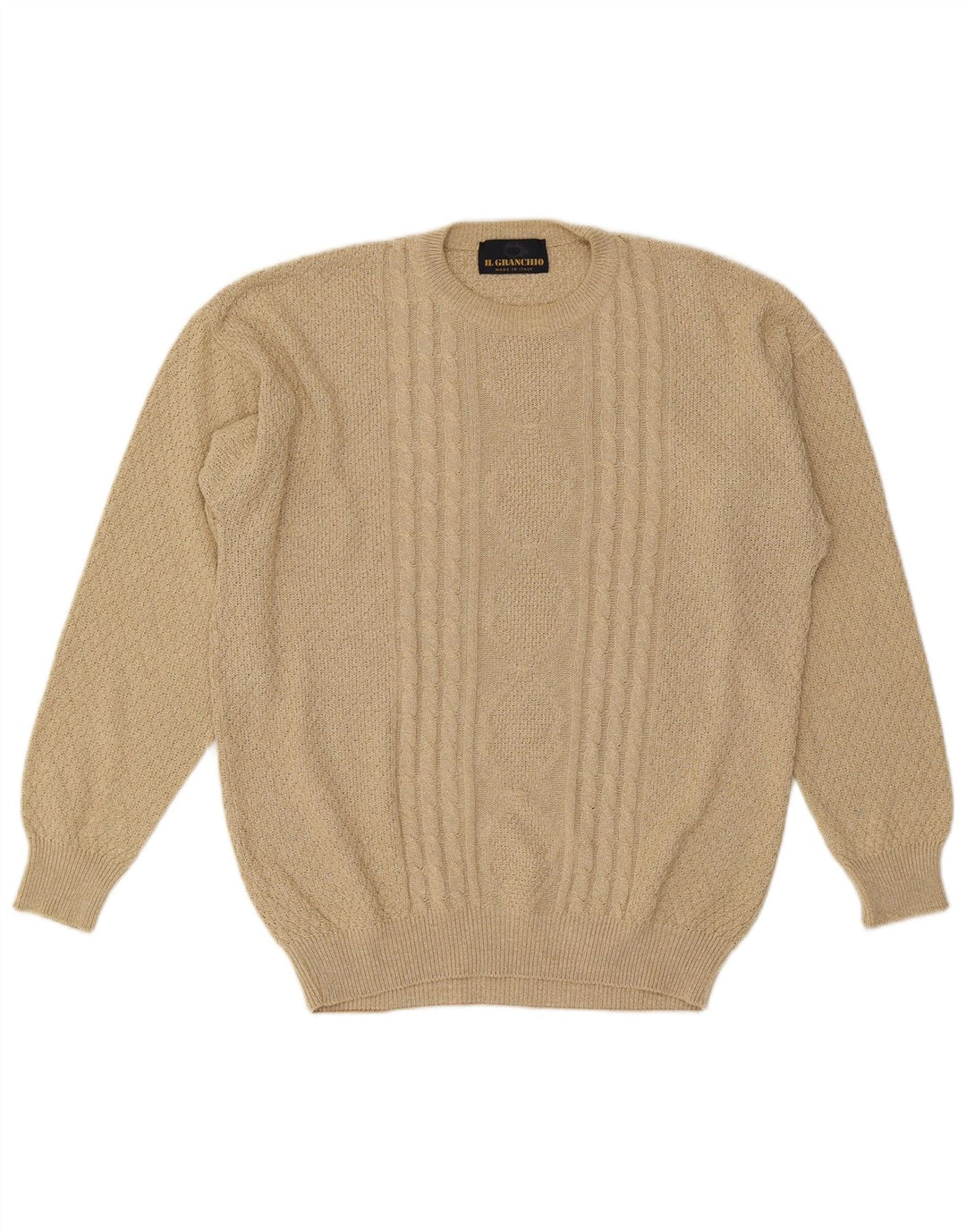Il Granchio Herren-Pullover mit Rundhalsausschnitt, Größe L, Beige