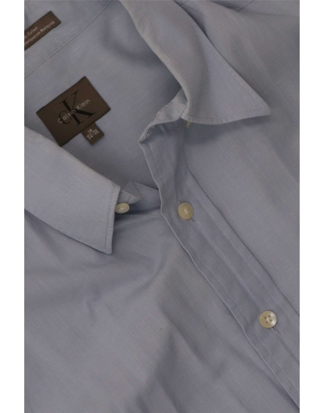 Calvin Klein Herren-Hemd mit normaler Passform, Größe 16, große blaue Baumwolle