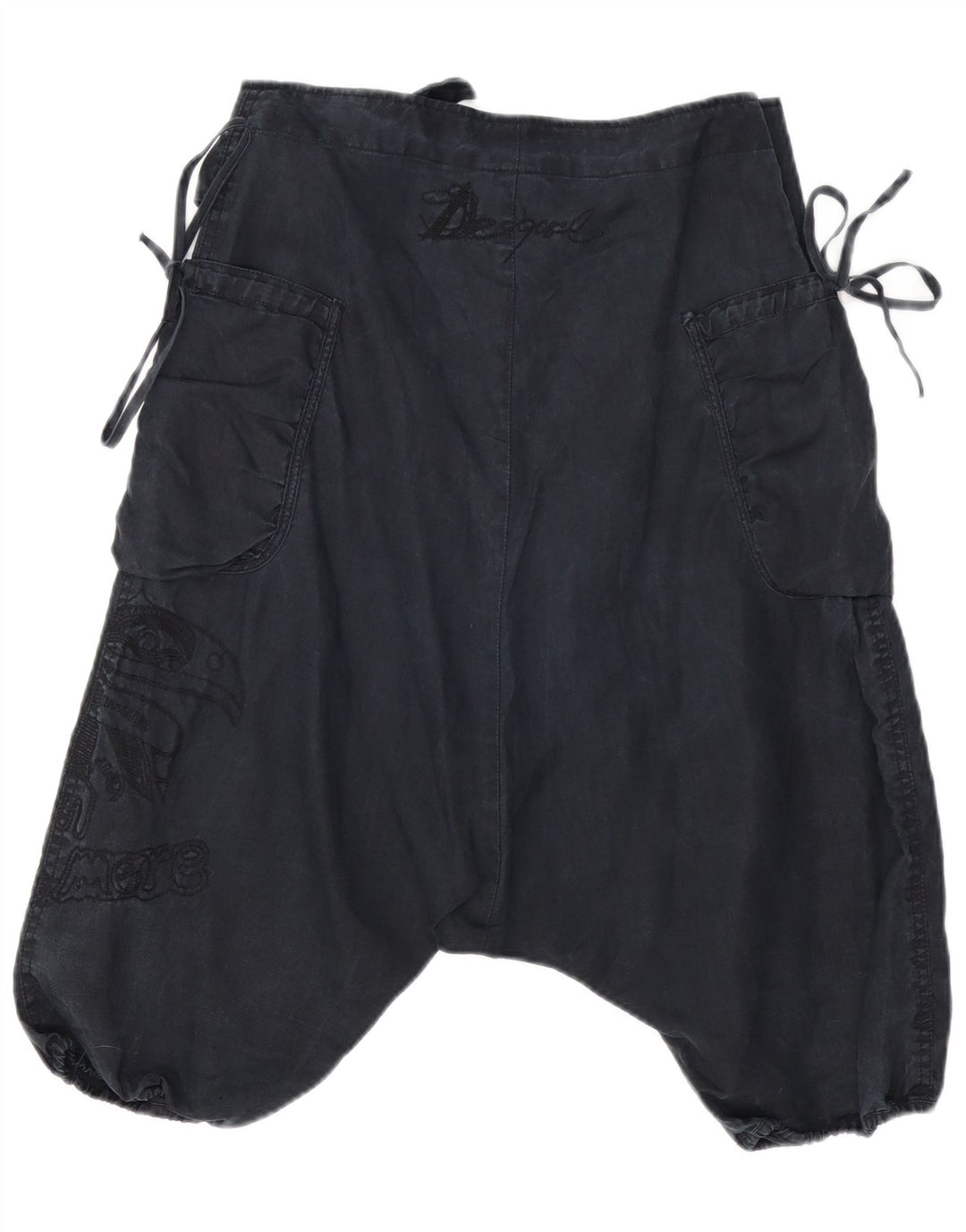 DESIGUAL Damen Graphic Harem Cargo Shorts EU 34 XS W30 Black Ramie