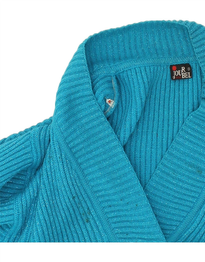 VINTAGE Womens Shawl Neck Jumper Sweater EU 40 Medium Blue Wool Vintage Vintage and Second-Hand Vintage from Messina Hembry 