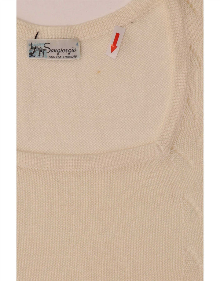Sangiorgio Damen-Blusenoberteil, kurzärmelig, normal, UK-Gr. 14, Mittel, gebrochenes Weiß