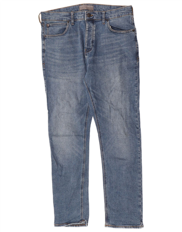 French Connection Herren Slim Jeans W34 L30 Blaue Baumwolle