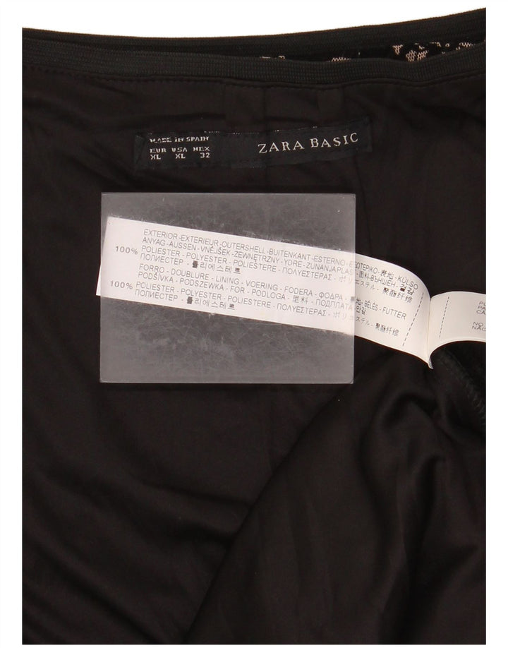 Zara Damen Midirock XS W30 Schwarz geblümtes Polyester