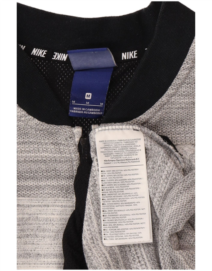 Nike Damen-Trainingsanzugoberteil mit normaler Passform, mittelgraue gestreifte Baumwolle
