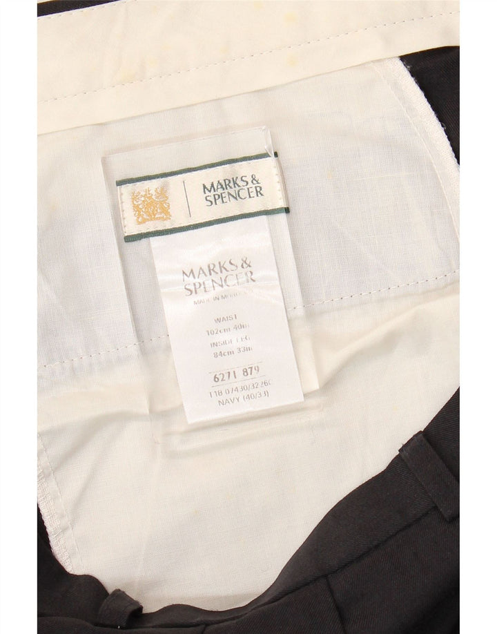 Marks & Spencer Herren-Anzughose mit Pegged-Anzug, W40 L33, marineblaues Polyester