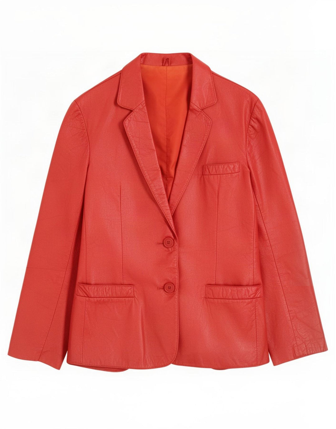 Vintage Damen 2-Knopf-Lederblazerjacke UK 12 Mittelrot