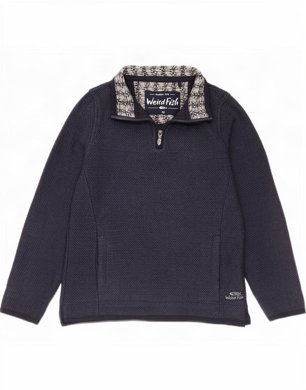 Weird Fish Damen-Sweatshirt mit Reißverschluss am Hals, UK 12, mittelmarineblaue Baumwolle