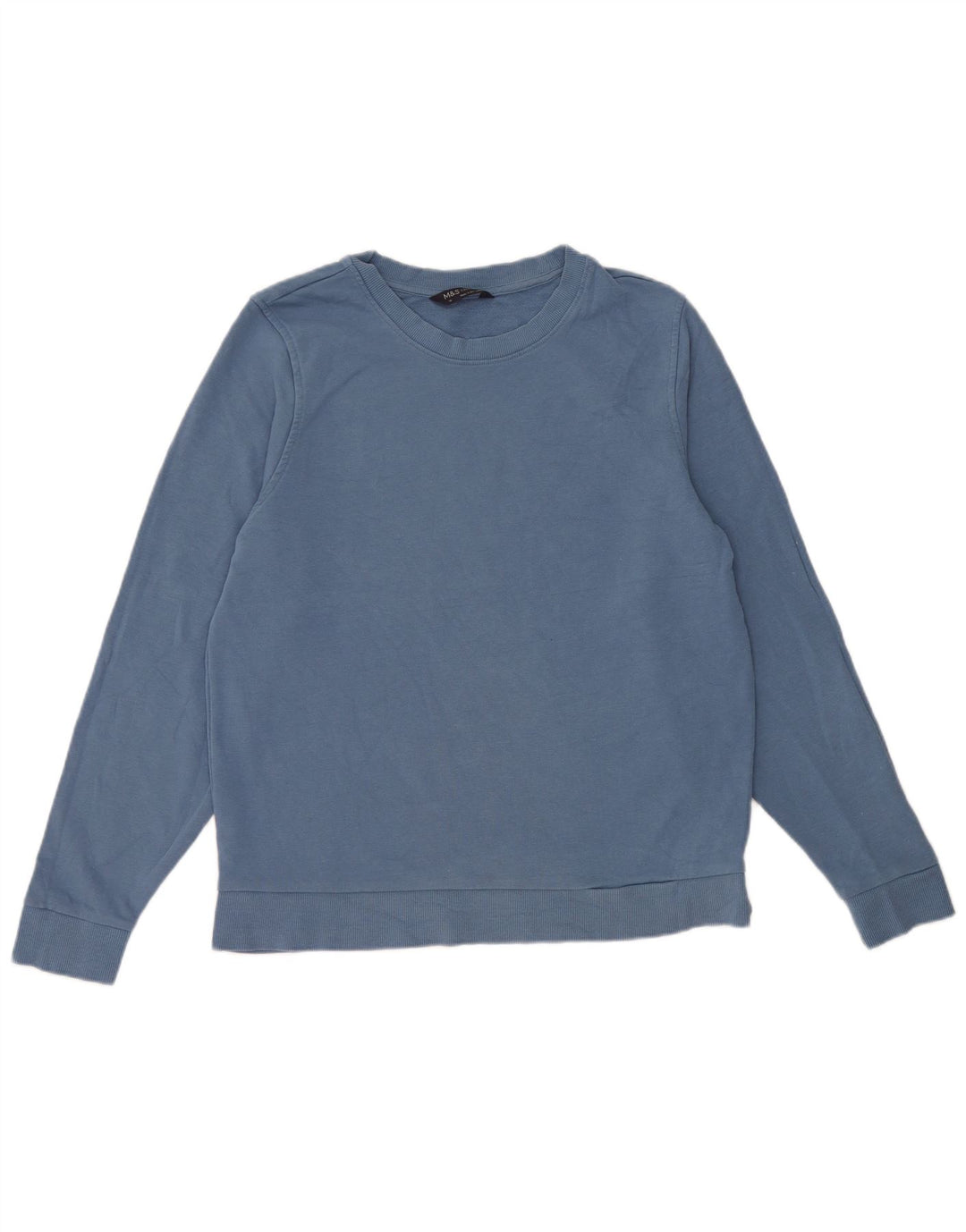 Marks & Spencer Damen Sweatshirt Pullover UK 14 Mittelblaue Baumwolle