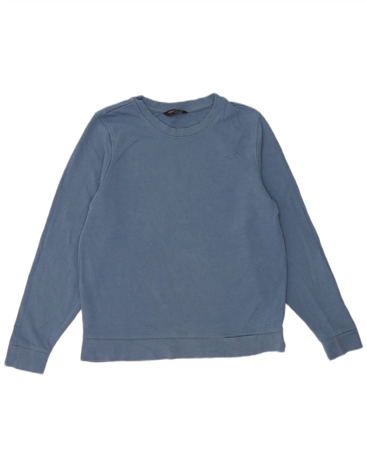 Marks & Spencer Damen Sweatshirt Pullover UK 14 Mittelblaue Baumwolle