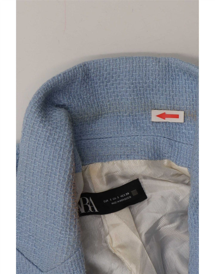 Offene Blazerjacke für Damen von Zara, Gr. 10, Größe S, Blau, Baumwolle