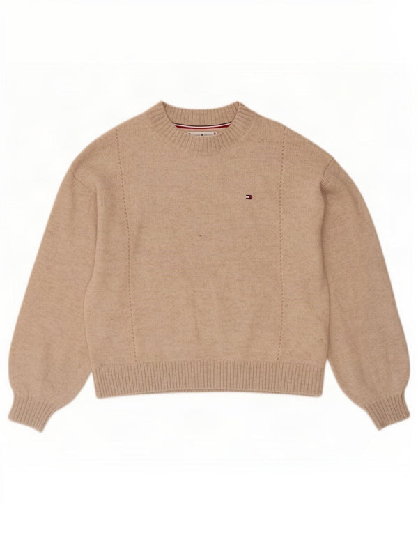Tommy Hilfiger Rollkragenpullover für Mädchen, 11–12 Jahre, beige Wolle