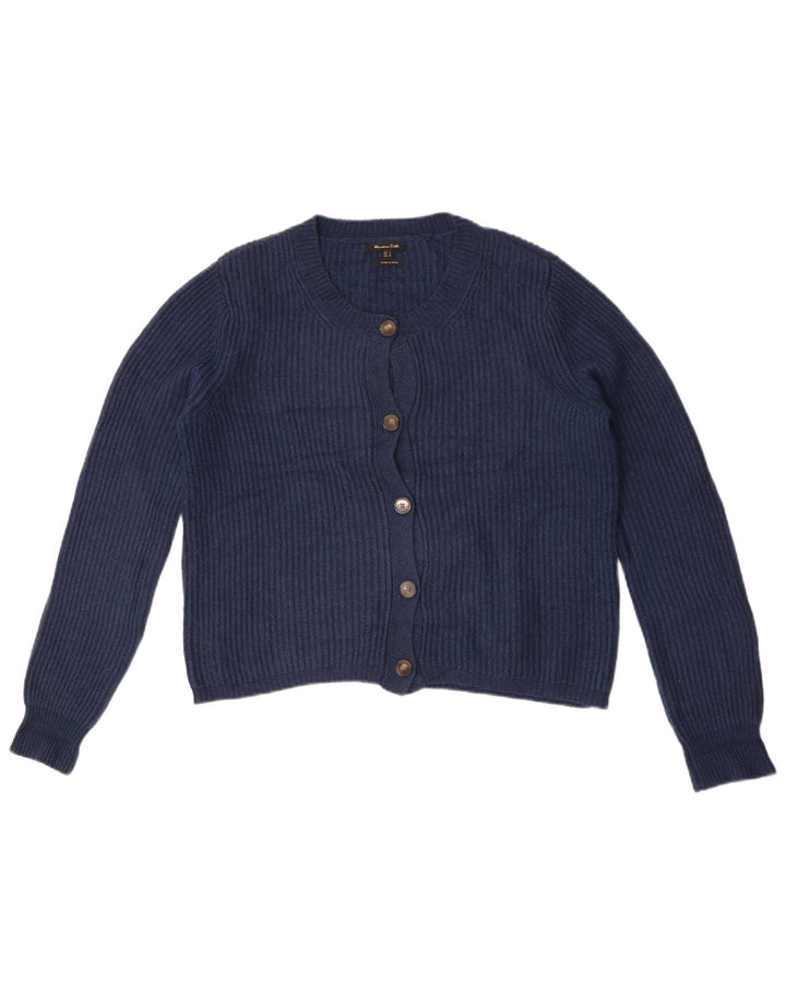 Massimo Dutti Damen Crop-Oversize-Cardigan-Pullover UK 10 Small Marineblau