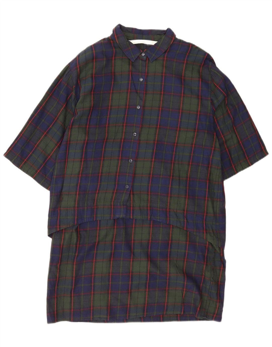 Zara Damen-Pullover-Hemdkleid mit 3/4-Ärmeln, Gr. 40, groß, marineblau kariert