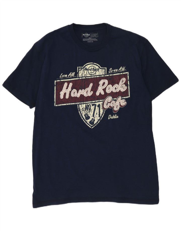 HARD ROCK CAFE Herren-T-Shirt „Dublin“ mit Grafik, groß, aus marineblauer Baumwolle