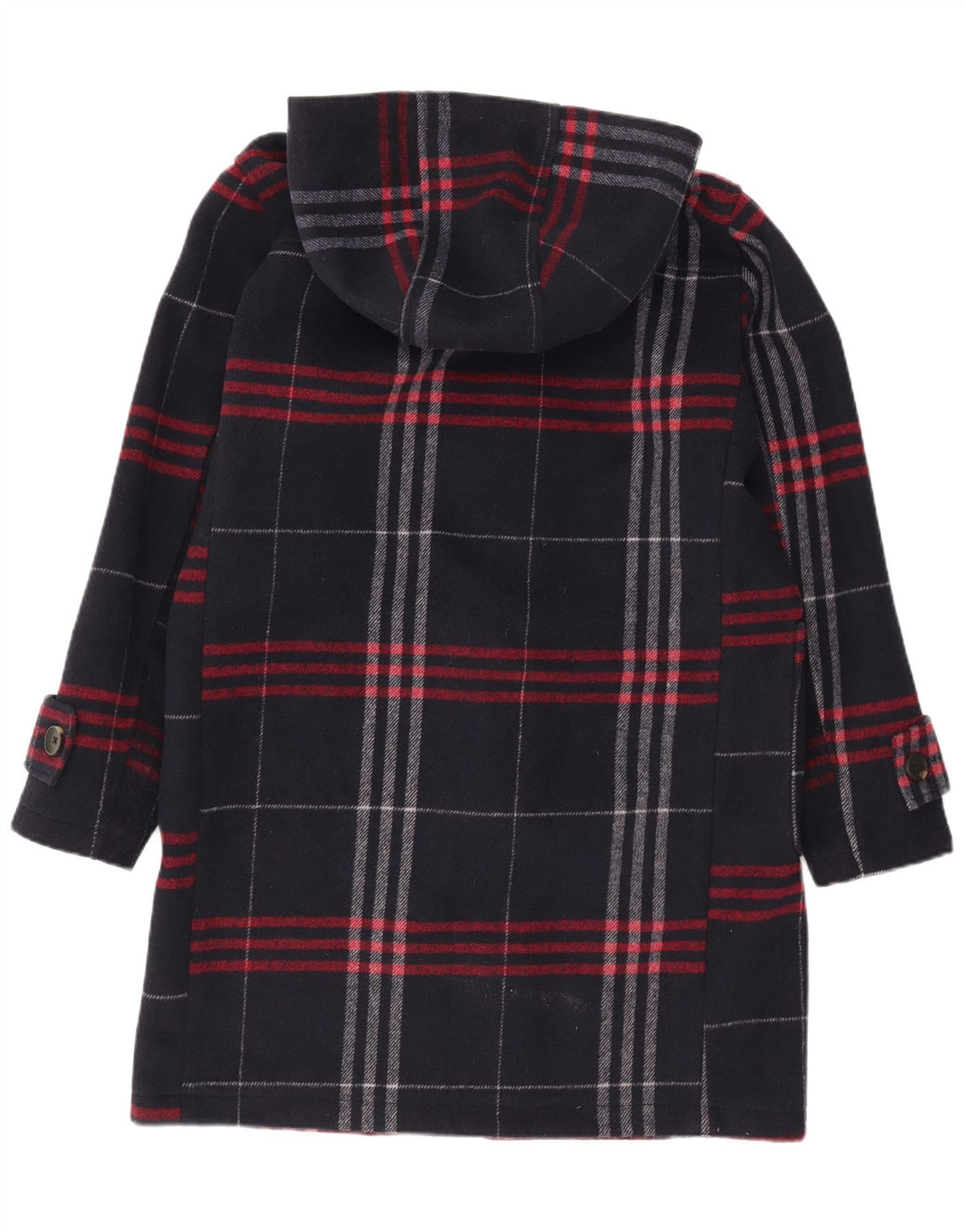 Zara Herren-Dufflecoat mit Kapuze, UK 36, klein, marineblau, kariert, Polyester