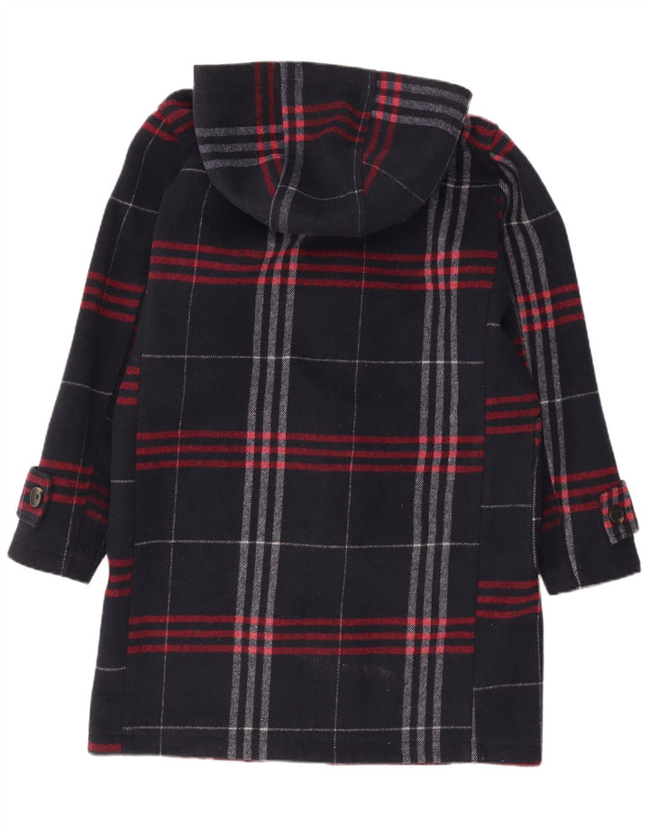 Zara Herren-Dufflecoat mit Kapuze, UK 36, klein, marineblau, kariert, Polyester