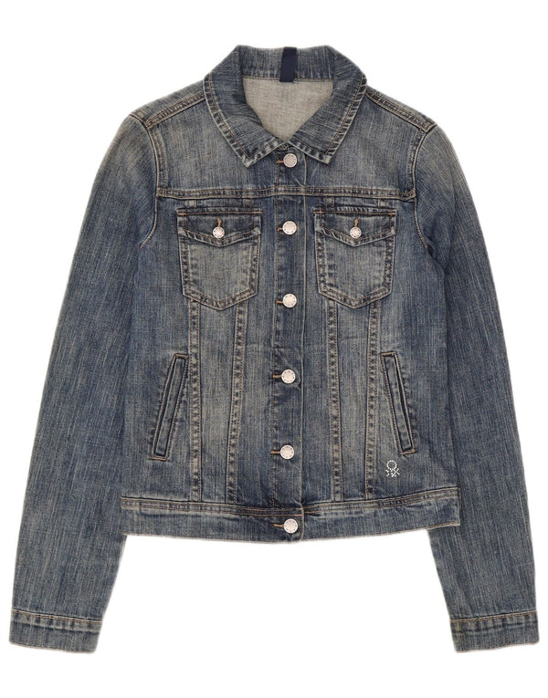 Benetton Jeansjacke für Mädchen, 11–12 Jahre, 2XL, blaue Baumwolle