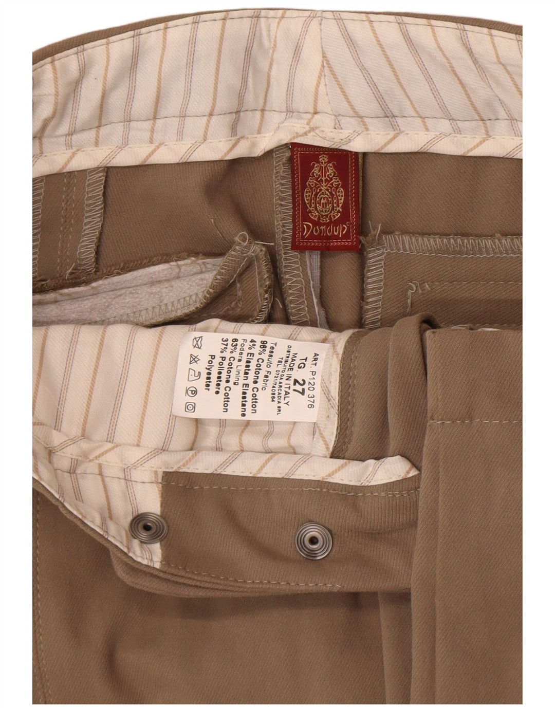 Dondup Damen Caprihose W27 L22 Beige Baumwolle