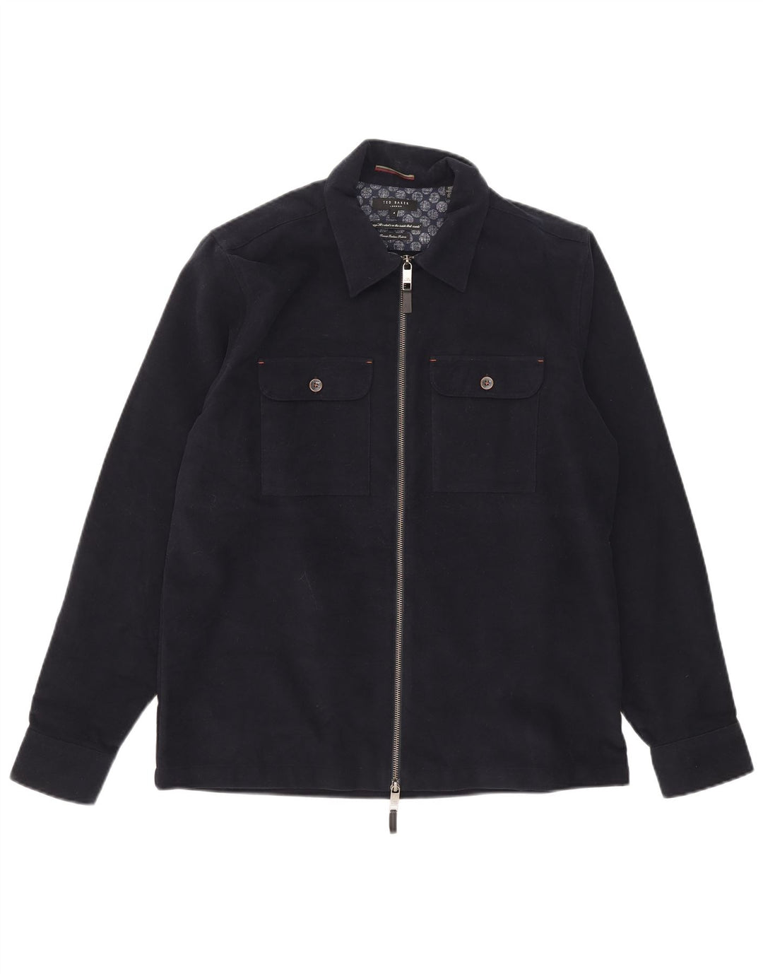 Ted Baker Herren-Bomberjacke, Größe 4, groß, marineblaue Baumwolle