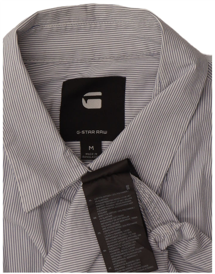 G-Star Damen-Hemd UK 14 aus mittelblauer Nadelstreifen-Baumwolle