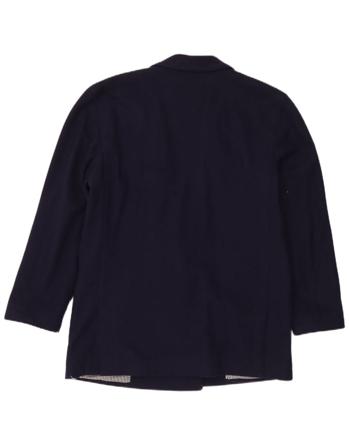 Vintage Damen Zweireihige Blazerjacke IT 46 Groß Marineblau