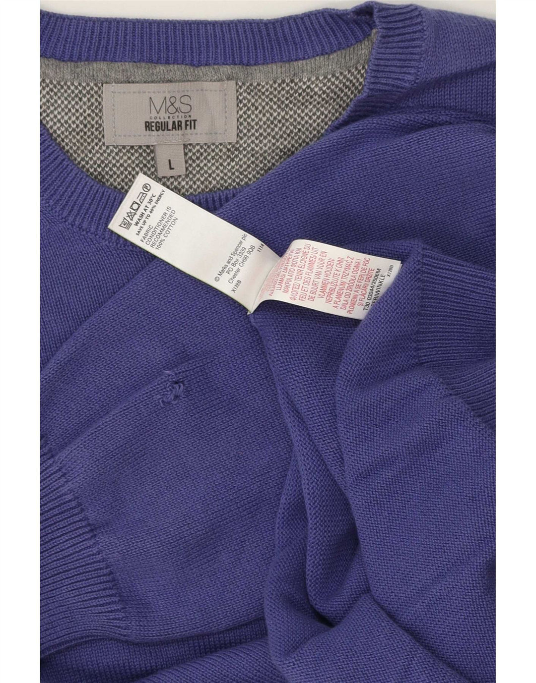 Marks & Spencer Herren-Pullover, reguläre Passform, Rundhalsausschnitt, Größe L, Lila