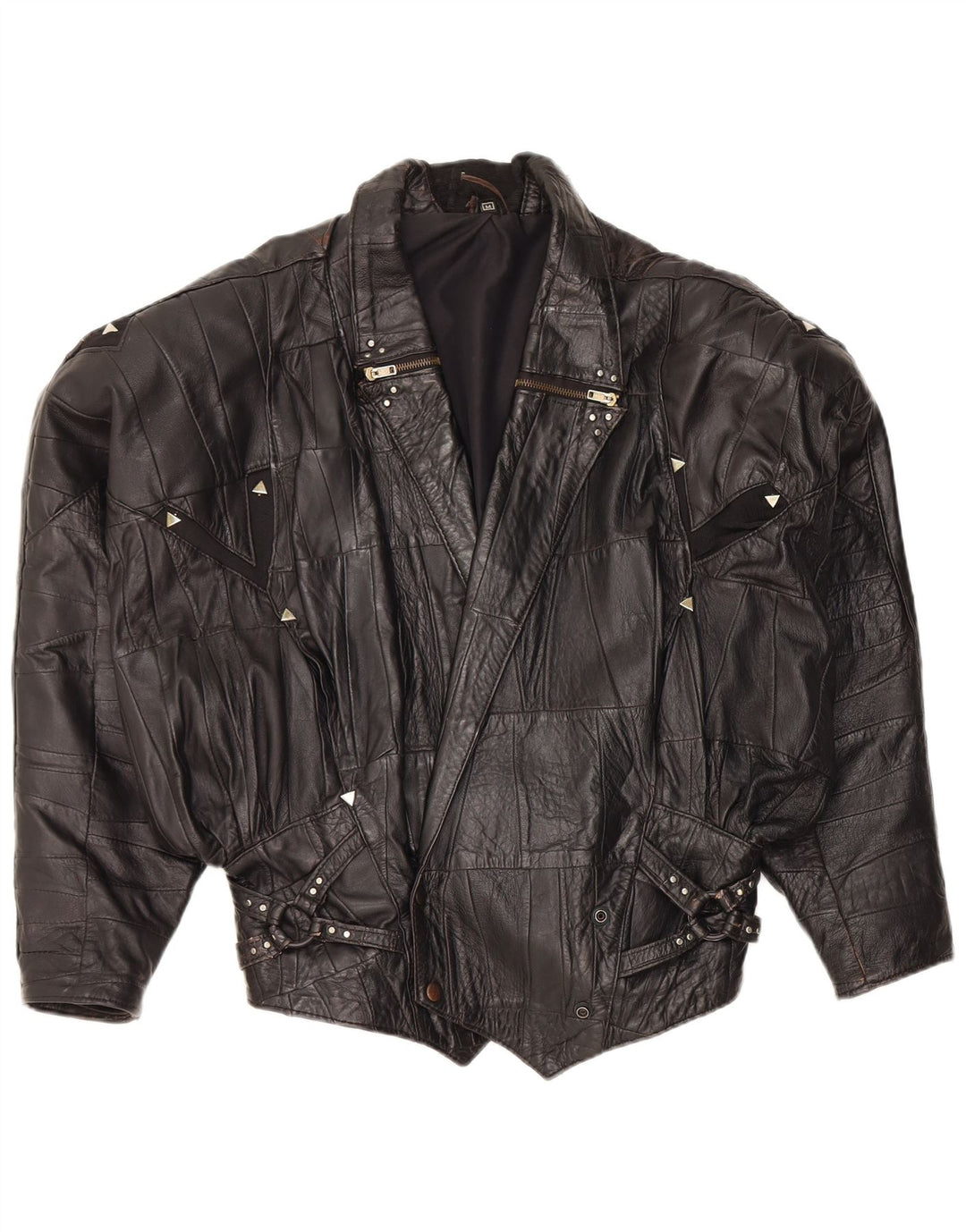 Vintage Damen Bomber Lederjacke UK 12 Mittelschwarzes Leder