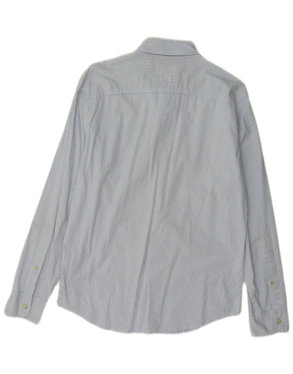 Hollister Herren-Hemd, klein, blaue Nadelstreifen-Baumwolle