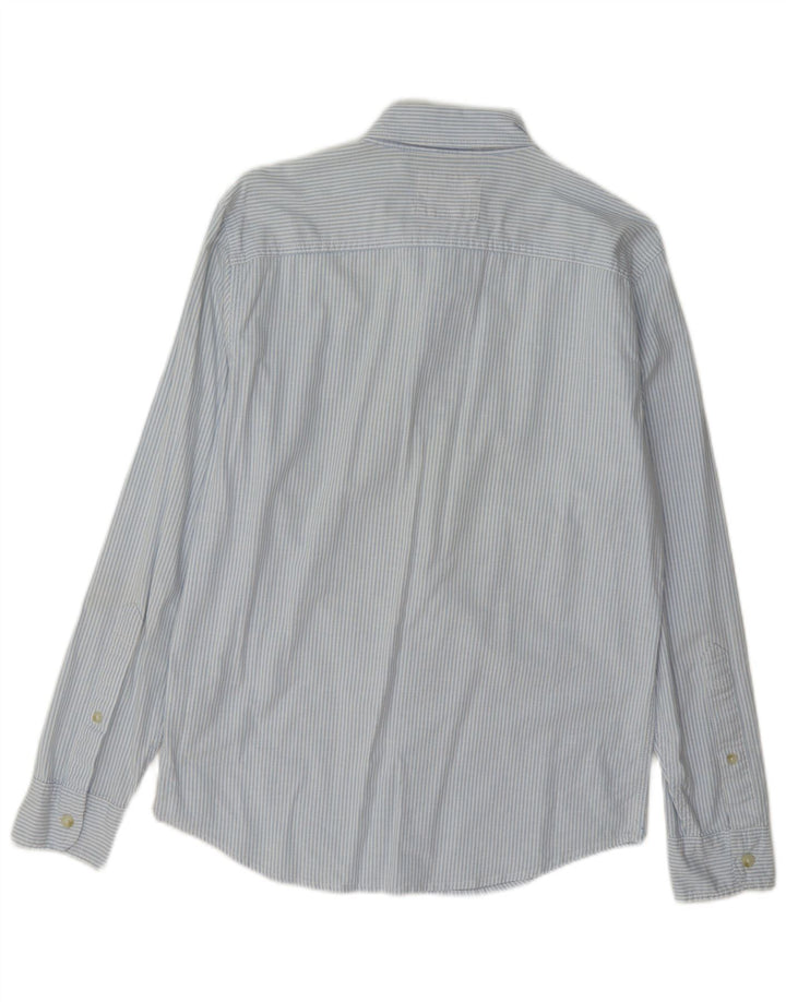 Hollister Herren-Hemd, klein, blaue Nadelstreifen-Baumwolle