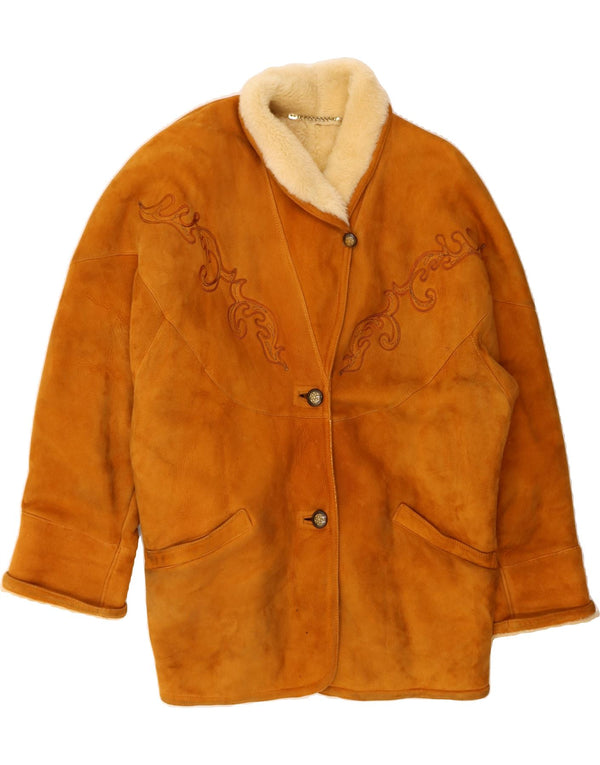 CONBIPEL Womens Oversized Shearling Coat IT 44 Medium Brown Paisley