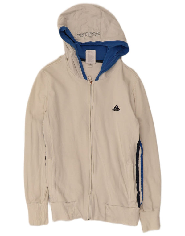 Adidas Damen Graphic Zip Hoodie Pullover UK 12 Mittelweiß Farbblock