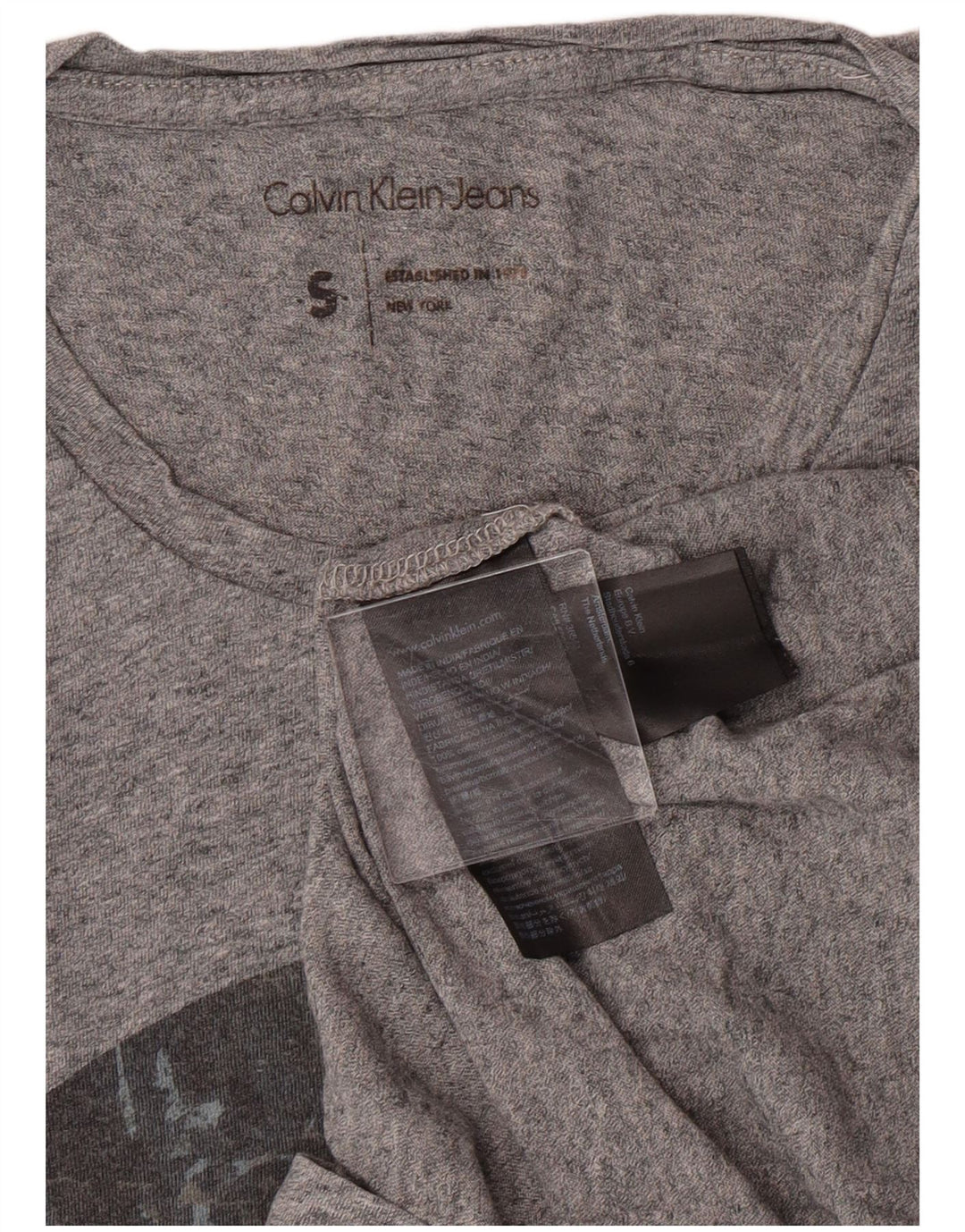 Calvin Klein Jeans Herren-T-Shirt mit Grafik, Größe S, graue Baumwolle