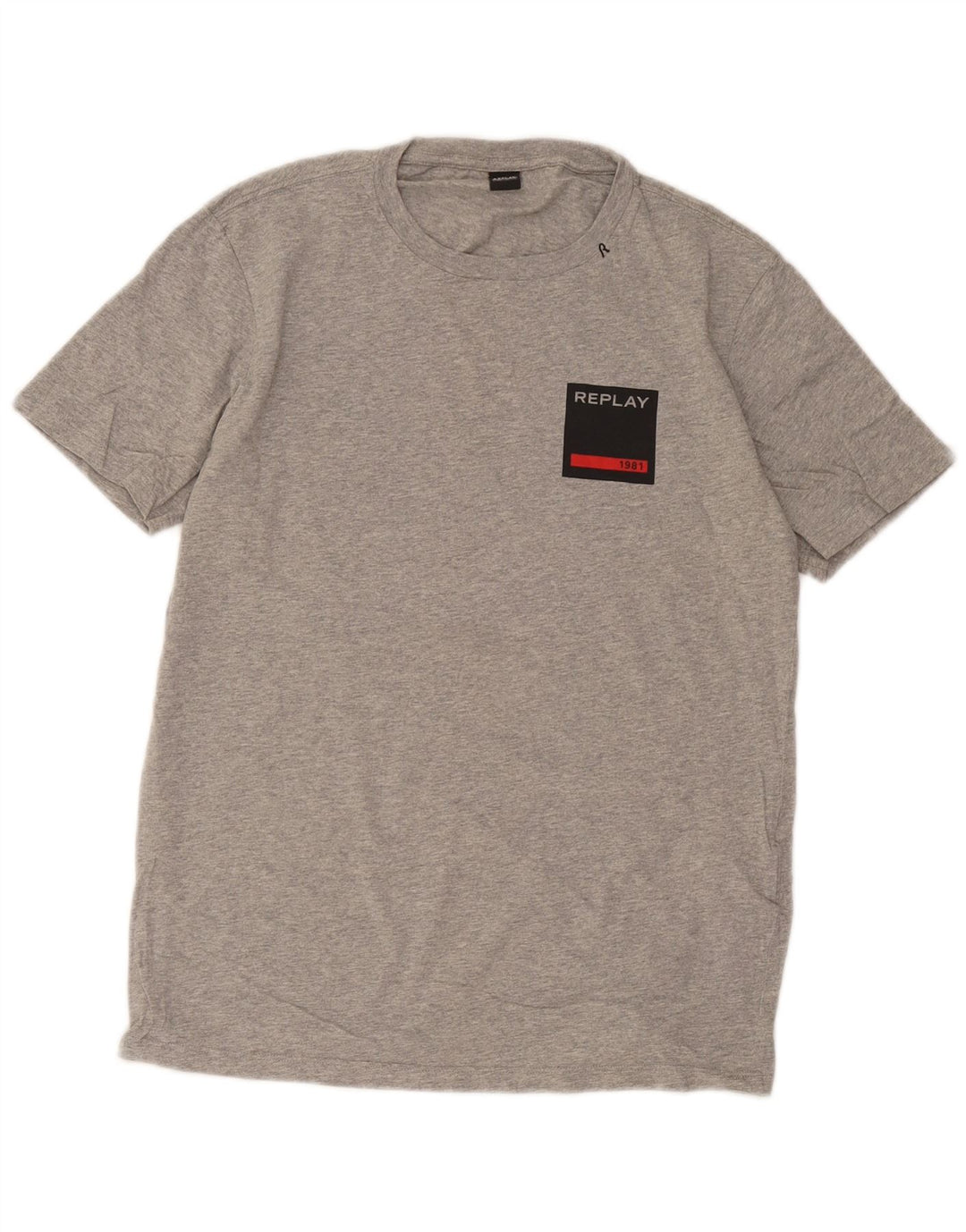 Replay Herren-T-Shirt-Oberteil, groß, grau gesprenkelte Baumwolle