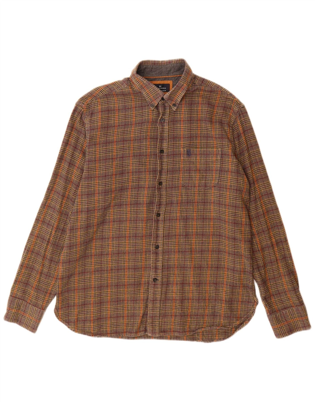 Marks & Spencer Herren Blue Harbour Flanellhemd Großes braunes Hahnentrittmuster
